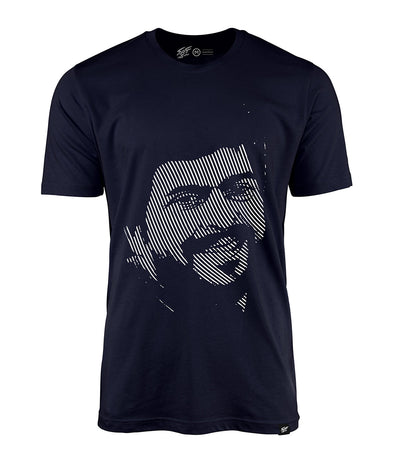 Blue color round neck t shirt with hand drawn illustration of Kannada actor Shankar Nag printed on it.